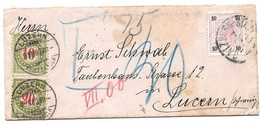 104 - 53 - Enveloppe Envoyée D'Autriche En Suisse - 2 Timbres Suisses Taxe 1900 - Vrijstelling Van Portkosten