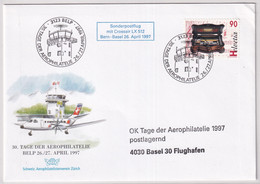 Sonderflug Mit Crossair LX512 Bern - Basel 26. April 1997 - Erst- U. Sonderflugbriefe