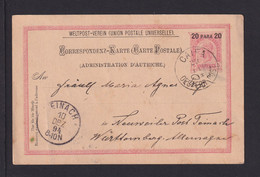 1894 - 20 P. Ganzsache Ab CAIFA Nach Teinach - Palestine