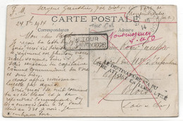 WW1 1914 CP Franchise Militaire MONTMORRENCY Seine & Oise > BLOIS Loir & Cher DESTINATAIRE PAS ATTEINT EN TEMPS UTILE - WW I