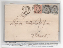 1871 Février - Lettre De Prusse 2° Rayon Affr. 2+2+1/2 Groschen, Taxe 2 Déc. Tampon Double Affranchissement - 1849-1876: Periodo Classico
