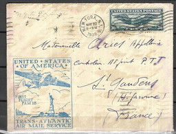 Etats - - Unis  Lettre First Flight  Du 20 09 1939 Pour St Gaudens  31 - 1c. 1918-1940 Briefe U. Dokumente