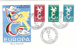 LUXEMBOURG. N°548-50 De 1958 Sur Enveloppe 1er Jour. Europa'58. - 1958