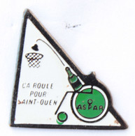 Pin's ASPAR HANDIBASKET - Ca Roule Pour ST OUEN (93) ! - Fauteuil Roulant - Champagne - Tosca - L266 - Basketball