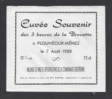 Etiquette De Vin De Table  -  Cuvée Souvenir Des 3 Heures De La Brouette Le 7 Aout 1988  à Plounéour Ménez (29) - Andere & Zonder Classificatie