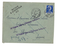 NEUVILLE Les DAMES Ain Lettre 20F Muller Yv 1011B Retour Envoyeur 571 N'habite Pas Adresse Indiquée Ob 26 11 1958 - Covers & Documents