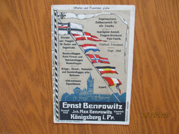 RARE! EAST PRUSSIA KÖNIGSBERG ADVERTISEMENT POSTCARD ERNST BENROWITZ FLAG AND BANNER FACTORY , 0 - Ostpreussen