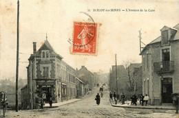 St Eloy Les Mines * L'avenue De La Gare * Café * Villageois - Saint Eloy Les Mines