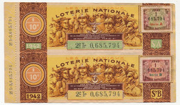 FRANCE - Loterie Nationale - 1/10ème Les Coloniaux - 2eme Tranche 1942 - Série A Et B Se Tenant - Biglietti Della Lotteria
