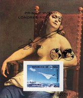 Guinea Equat. 1976, Art, Nude Painting, Overprinted  Concorde, London - New York Flight, ERROR Missing Gold Decoration - Oddities On Stamps