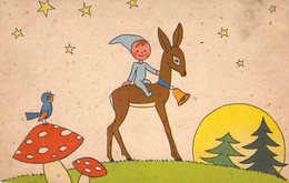 CPA - ENFANT - Illustration Non Signée D'un Dessin D'enfant - Champignon - Oiseau - Biche - Cloche - étoile - - Children's Drawings