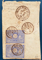 JAPON Demi Lettre Avec Paire Du N°98 5 Sen Bleu (noces D'argent) En Paire Oblitérés Du 5 Juin 1894 De TOKIO - Brieven En Documenten