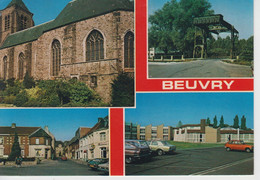 CPSM Beuvry (avec 4 Vues : L'église St-Martin, Le Pont Dominique, La Place R. Salengro, La Maison Ste-Camille) - Beuvry