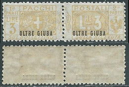 1925 OLTRE GIUBA PACCHI POSTALI 3 LIRE MNH ** - E200 - Oltre Giuba