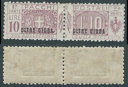 1925 OLTRE GIUBA PACCHI POSTALI 10 LIRE MH * - E200 - Oltre Giuba