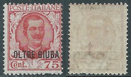 1926 OLTRE GIUBA FLOREALE 75 CENT MNH ** - E201 - Oltre Giuba