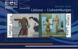 LITHUANIA, 2022, MNH, JOINT ISSUES, JOINT ISSUE WITH LUXEMBOURG, EUROPEAN CULTURE CAPITALS, ART, SHEETLET - Emissioni Congiunte