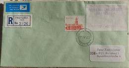 1983 Pretoria Postage Paid LABEL / ATM; Registered Letter To DDR / GDR - Automatenmarken (Frama)