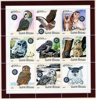 Guinea Bissau 2001, Owl, Rotary, 9val In BF - Eulenvögel