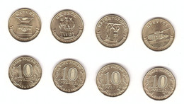Russia - Set 4 Coins X 10 Rubles 2022 UNC The Cities Of Labor Valor Irkutsk, Izhevsk, Magnitogorsk, Kazan Lemberg-Zp - Russia