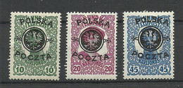 POLEN Poland 1918 Michel 17 - 19 * Signed - Unused Stamps