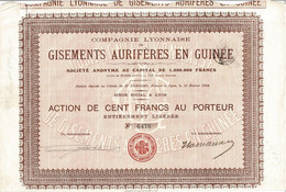- Titre De 1908  - Compagnie Lyonnaise De Gisements Aurifères En Guinée - - Mines