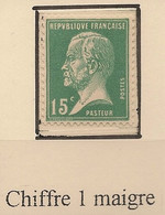 FRANCE - 1924 - N°Yv. 171 - Pasteur 15c Vert - VARIETE Chiffre 1 Maigre - Neuf Luxe ** / MNH - Neufs