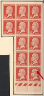 FRANCE - 1924 - N°Yv. 175d - Pasteur 45c Rouge - VARIETE Impression Double - Bloc De 12 - Neuf Luxe ** / MNH - Unused Stamps