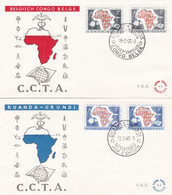Ruanda Urundi / Belgian Congo - 1960 Technical Cooperation Sets On 2 FDC - Lettres & Documents