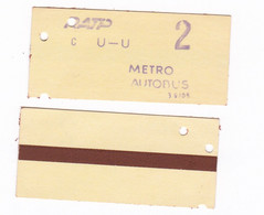 Metro France Ticket 2eme Classe RATP Avec Bande Magnétque Années 70 ? - Europe