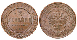 1914 Nicholas II Russia Coin Copper Coinage Rare 2 Kopeks Y# 10 #RI1899 - Russland
