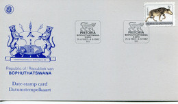 South Africa Bophuthatswana - Date-stamp Card - Stempelkarte - Pretoria EXPO, Leopard - Bophuthatswana