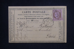 FRANCE - Cérès 10c (GC 3739)  Sur Carte Précurseur Pour Paris En 1875 - L 128425 - Vorläufer