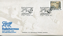 South Africa Bophuthatswana - Date-stamp Card - Stempelkarte - Flora Tree Fruit, Grenada, Spain - Bophuthatswana