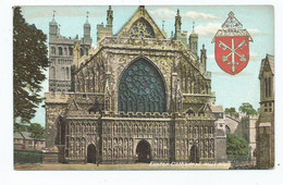 Postcard Devon Exeter Cathedral West Front Frith's Armorial Unused - Exeter