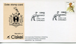South Africa Ciskei - Date-stamp Card - Stempelkarte - Bird - Stamp Exhibition, Ameripex, Chicago - Ciskei