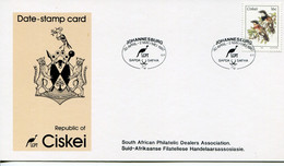 South Africa Ciskei - Date-stamp Card - Stempelkarte - Stylized Bird - Stamp Exhibition, Johannesburg - Ciskei