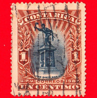 COSTA RICA - Usato - 1907 - Monumento A Juan Santamaria - UPU - 1 - Costa Rica