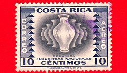COSTA RICA - Usato - 1954 - Industrie Nazionali - Ceramica - 10 P. Aerea - Costa Rica