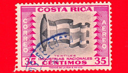 COSTA RICA - Usato - 1954 - Industrie Nazionali - Tessile - Textiles - 35 P. Aerea - Costa Rica