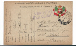 Alb047 / ALBANIEN - Ital. Besetzung 1917, Feldpost Nr. 3 Auf Itel./franz. Karte Nach Paris - Albania