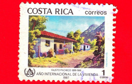 COSTA RICA - Usato - 1987 - Anno Internazionale Del Rifugio Per I Senzatetto - Village Scene, Dipinto Di Fausto Pacheco - Costa Rica
