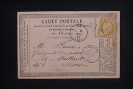 FRANCE - Cérès 15ct Sur Carte Précurseur De Dié Pour Saillant En 1875 - L 128496 - Vorläufer