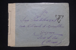 GRECE - Enveloppe Pour La France En 1917 Avec Contrôle Postal, Affranchissement Et Vignette Croix Rouge Au Dos- L 128515 - Lettres & Documents