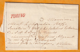 1837 - Marque Postale TORINO Sur Lettre Pliée Avec Corresp En Français Vers MILANO - Au Secrétaire Du Bey De TUNIS - 1. ...-1850 Prephilately