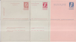 BELGIQUE - 1893/1905 - 3 CARTES-LETTRE ENTIER POSTAL TYPE  LEOPOLD II - Mi. K9+K13+K14 - Cartas-Letras