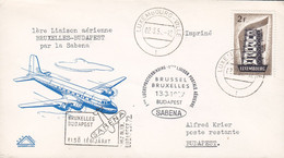 Luxembourg SABENA First Flight Premier Vol Postal BRUXELLES-BUDAPEST, LUXEMBOURG-VILLE 1957 Cover Brief Europa CEPT - Covers & Documents