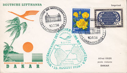 Luxembourg LUFTHANSA Wiederaufnahme Flugverkehrs Mit Südamerika LUXEMBOURG - DAKAR 1956 Cover Lettre Brief - Brieven En Documenten