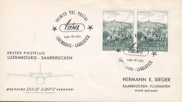 Luxembourg Deutsche NAH LUFT Verkehr First Flight Premiére Vol Postal LUXEMBOURG - SAARBRÜCKEN 1961 Cover Lettre - Brieven En Documenten