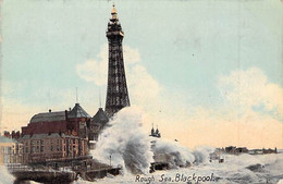 CPA PHOTO ROYAUME UNI ANGLETERRE LANCASHIRE BLACKPOOL ROUGH SEA DOS ECRIT - Blackpool